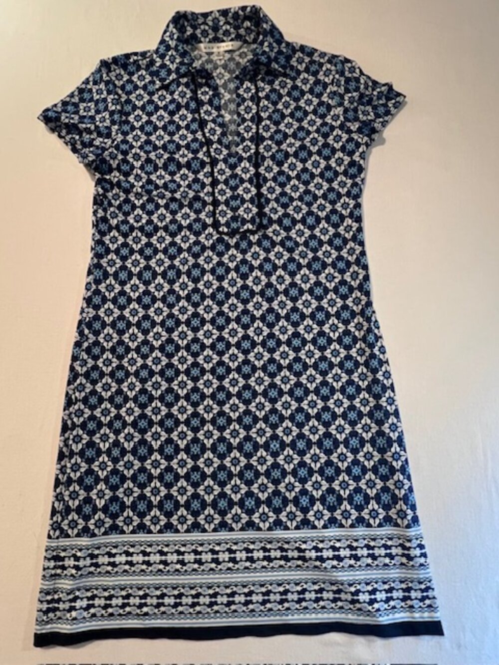 Max Studio women's short-sleeve shirtdress geometric floral pattern Small